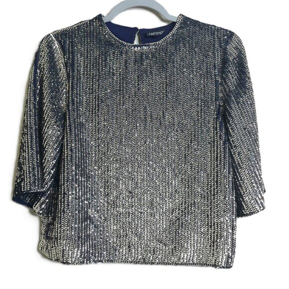NWOT Topshop Gold Sequin Cropped Top 2 Date Night Party Event Club - Picture 2 of 10